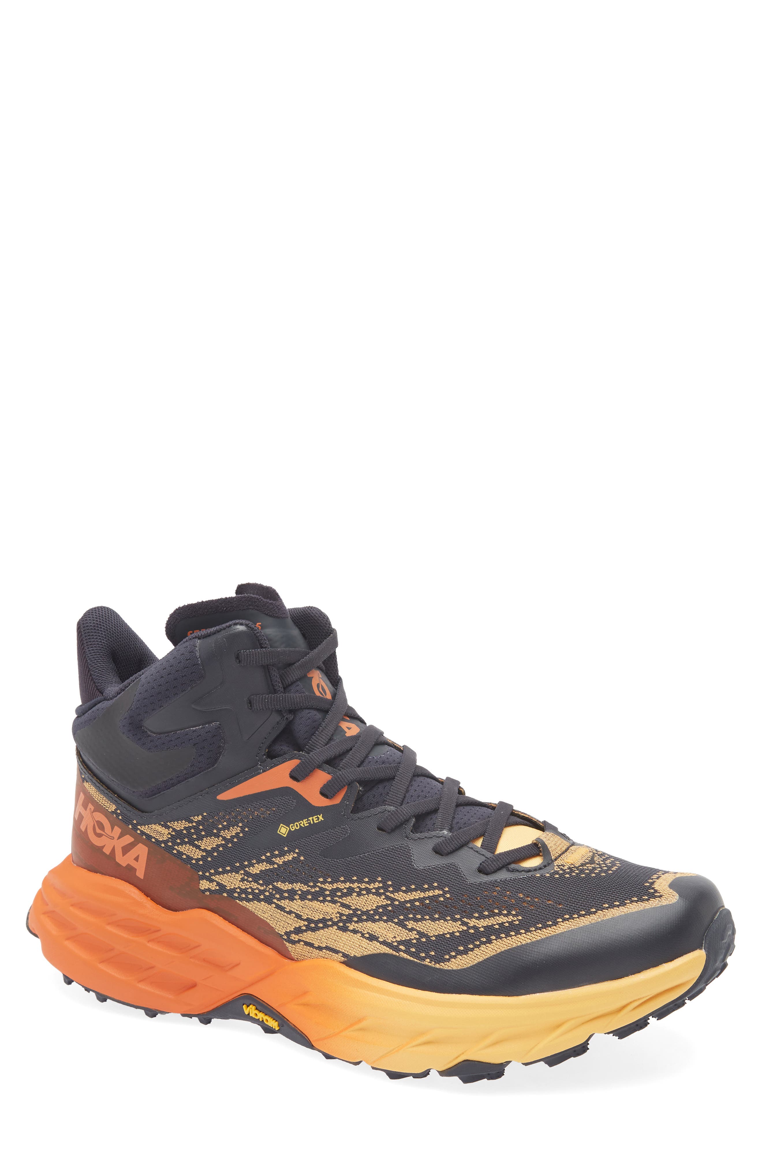 Speedgoat 5 Mid Gore-Tex Trail Running Shoe, Main, color, BLUE GRAPHITE / AMBER YELLOW