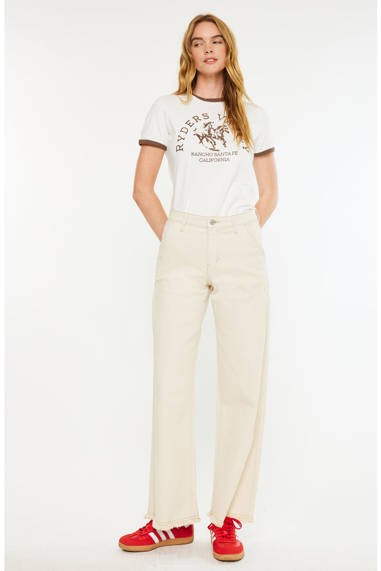 Grace High Rise Wide Jeans, Alternate, color, Cream