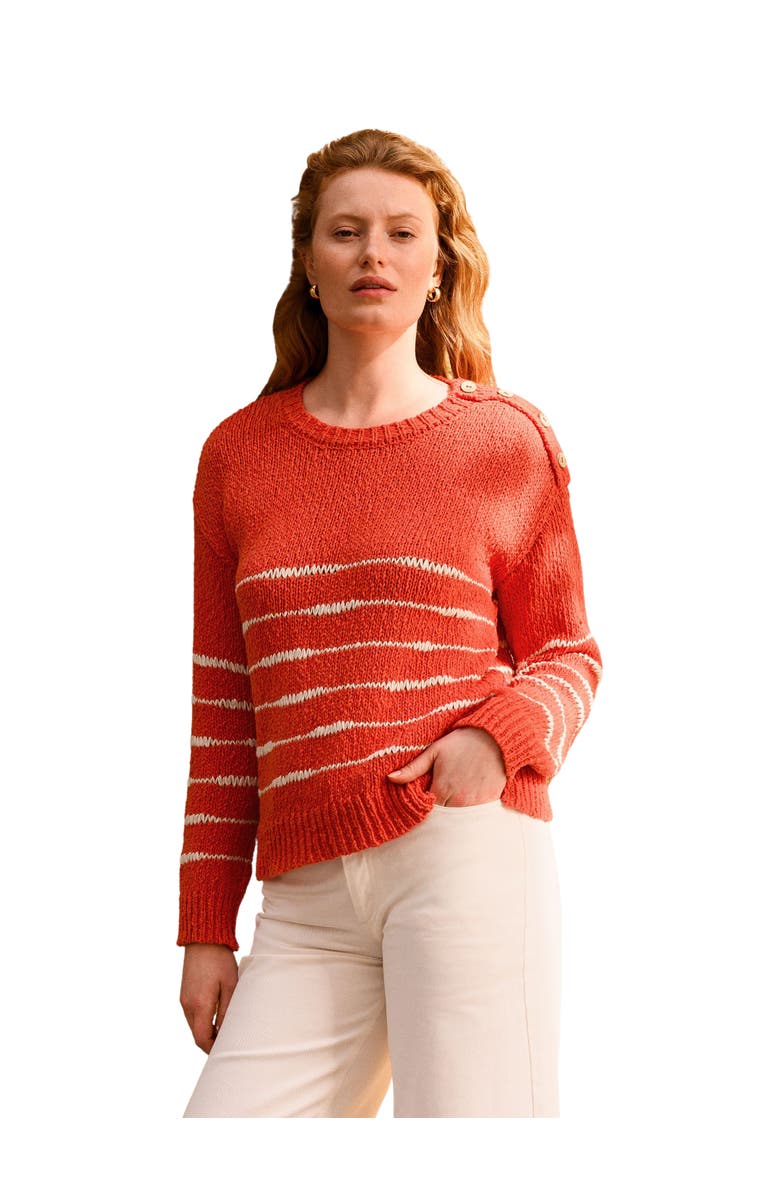 Celtic & Co. Drop Stitch Breton Sweater, Main, color, Burnt Orange