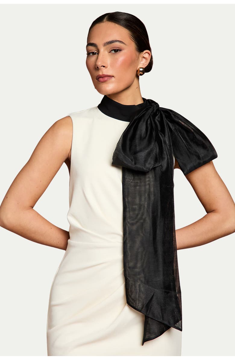 Coast Organza Pussybow Column Midi Dress, Alternate, color, Cream