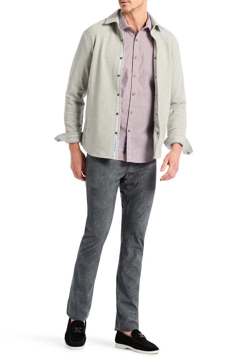 Kellan Knit Snap-Up Shirt Jacket, Alternate, color, LIGHT GREY