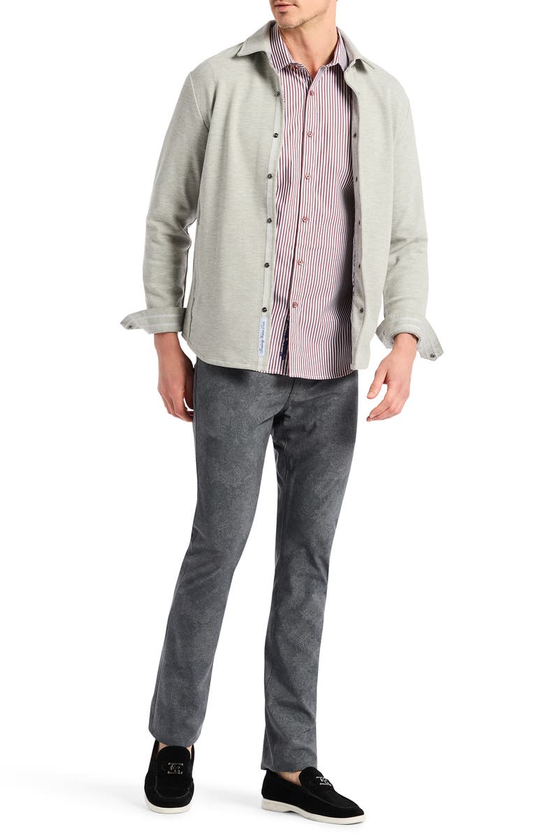 Robert Graham Kellan Knit Snap-Up Shirt Jacket, Alternate, color, Light Grey