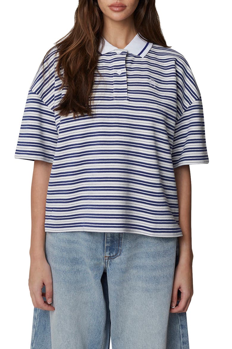 Short Sleeve Striped Polo, Main, color, Blue