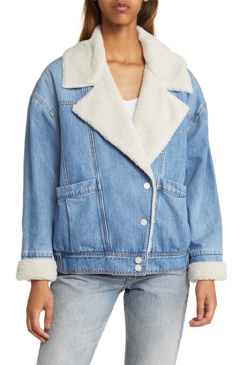 BLANKNYC Oversize Faux Shearling & Denim Jacket, Alternate, color, 