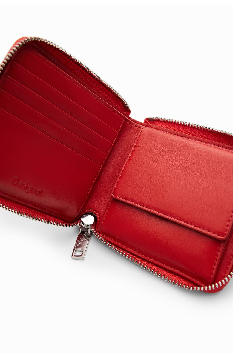 Desigual Medium Leather Wallet, Alternate, color, Red