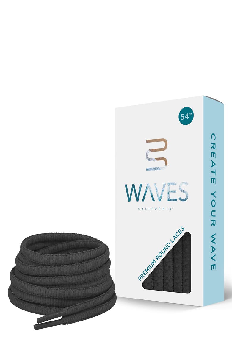 Waves California 54-Inch Premium Round Shoelaces, Alternate, color, Black