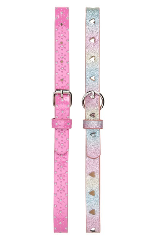 Ruby & Ry Kids' Set of Two Glitter Belts in Pink 