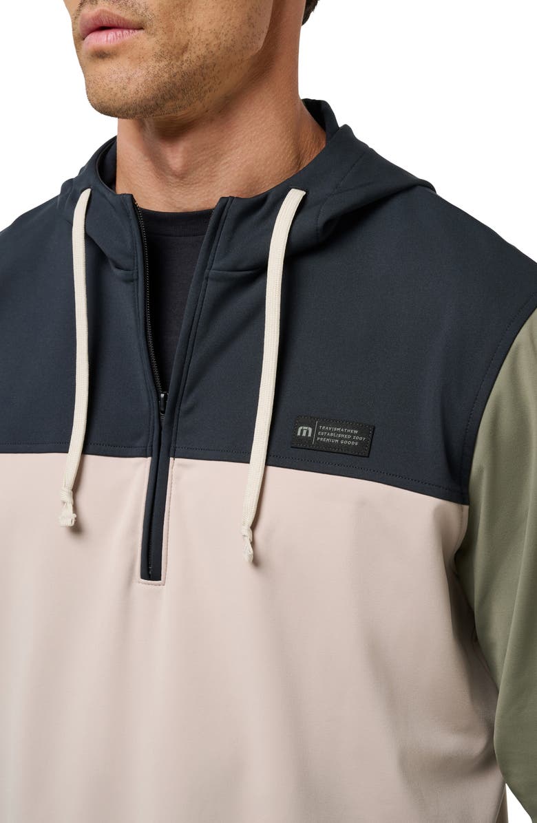 TravisMathew Brrrr Season Colorblock Half Zip Hoodie, Alternate, color, Black Multi