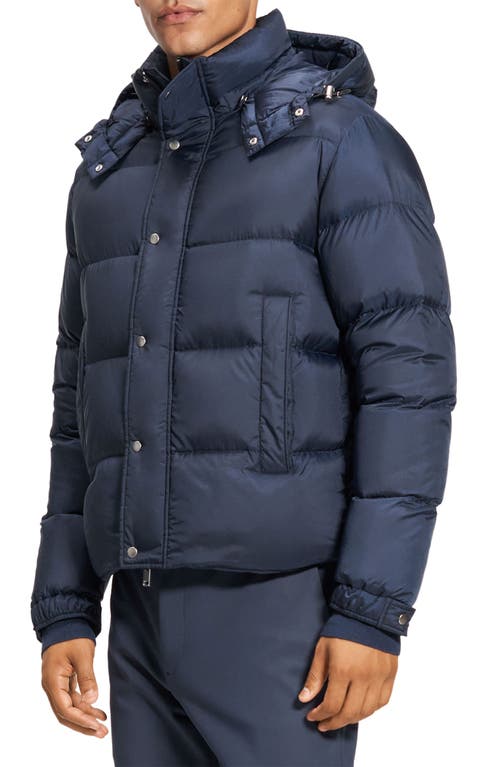 Theory Marquez Puffer Jacket With Removable Hood In Blue