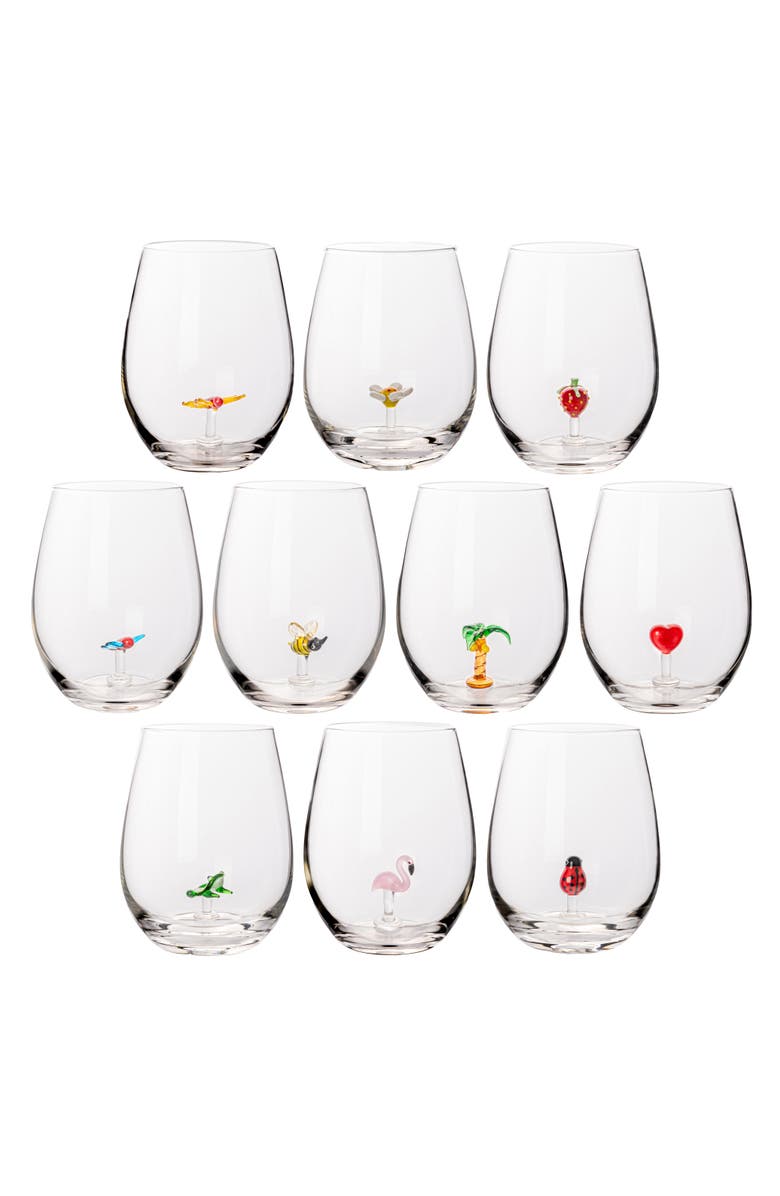 Storied Home Stemless Wine Glass Set, Main, color, Clear