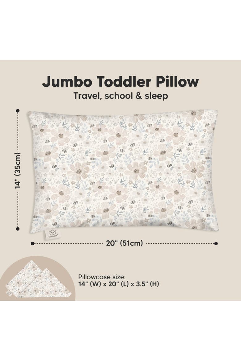 Jumbo Toddler Pillow with Pillowcase, Alternate, color, Flora Vale