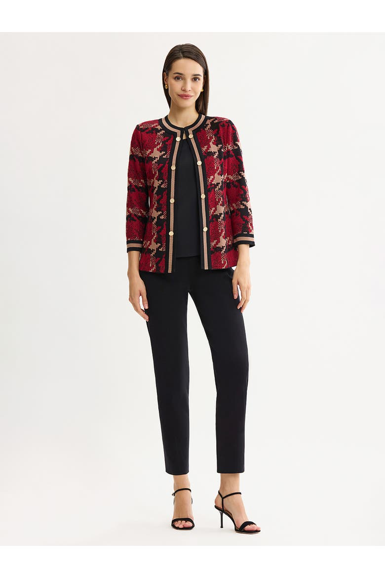 Heritage Houndstooth Knit Jacket, Alternate, color, Scarlet Red/Charmeuse/Black