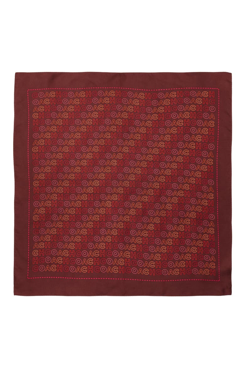 Logo Square Silk Scarf, Alternate, color, BURGUNDY