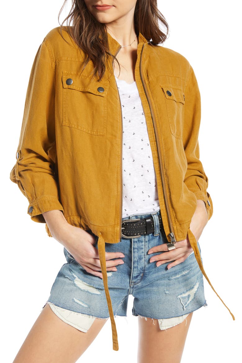 Linen Blend Field Jacket, Main, color, BROWN BUCKTHORN