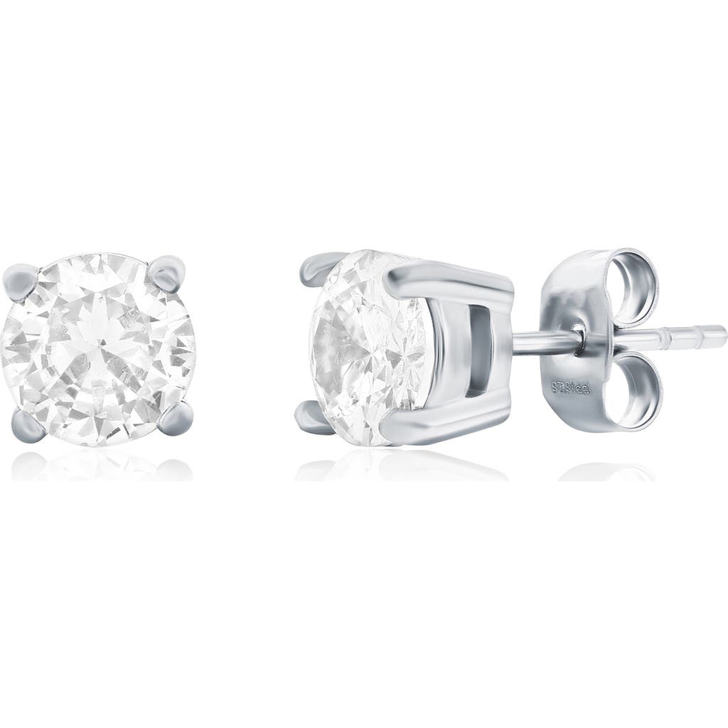 Blackjack 7mm Round Cubic Zirconia Stud Earrings
