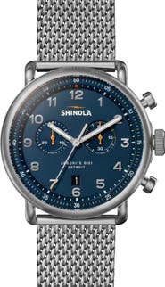 Shinola Canfield Model C56 Chronograph Mesh Strap Watch, 43mm