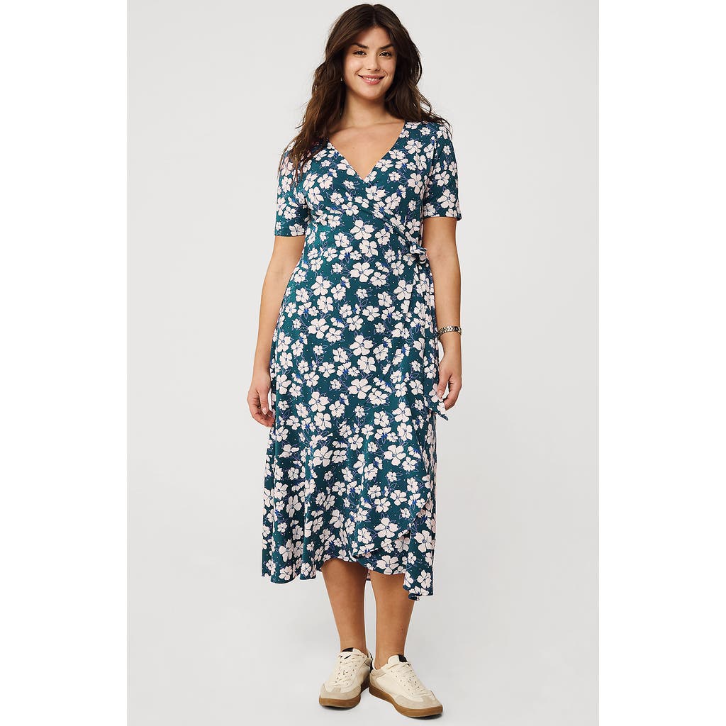 LANDS' END LANDS' END COTTON MODAL VNECK WRAP MINI DRESS