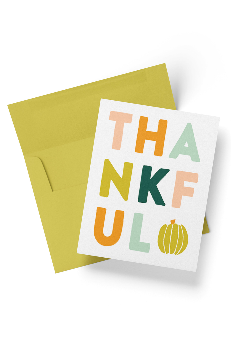 Joy Paper Co. Thankful Boxed Set of 8 Greeting Cards, Main, color, White / Thankful Text