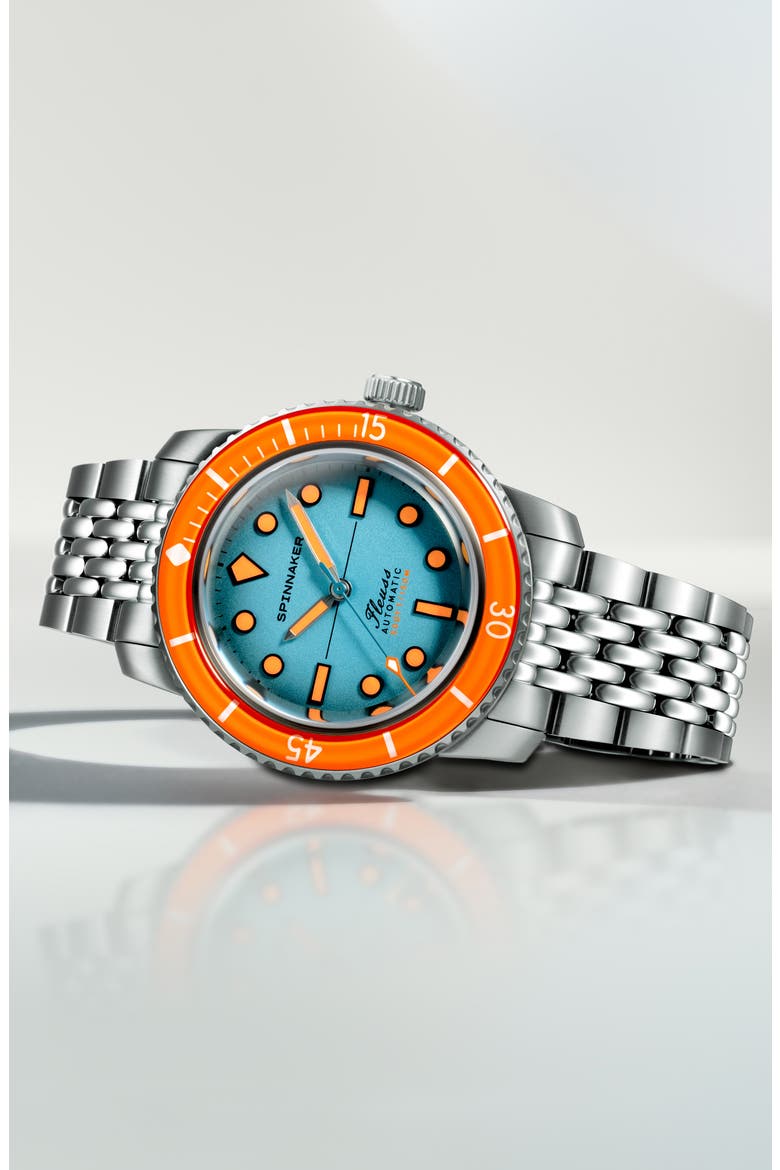Fleuss 40 Teal Mirage Automatic Bracelet Watch, 40mm, Alternate, color, BLUE