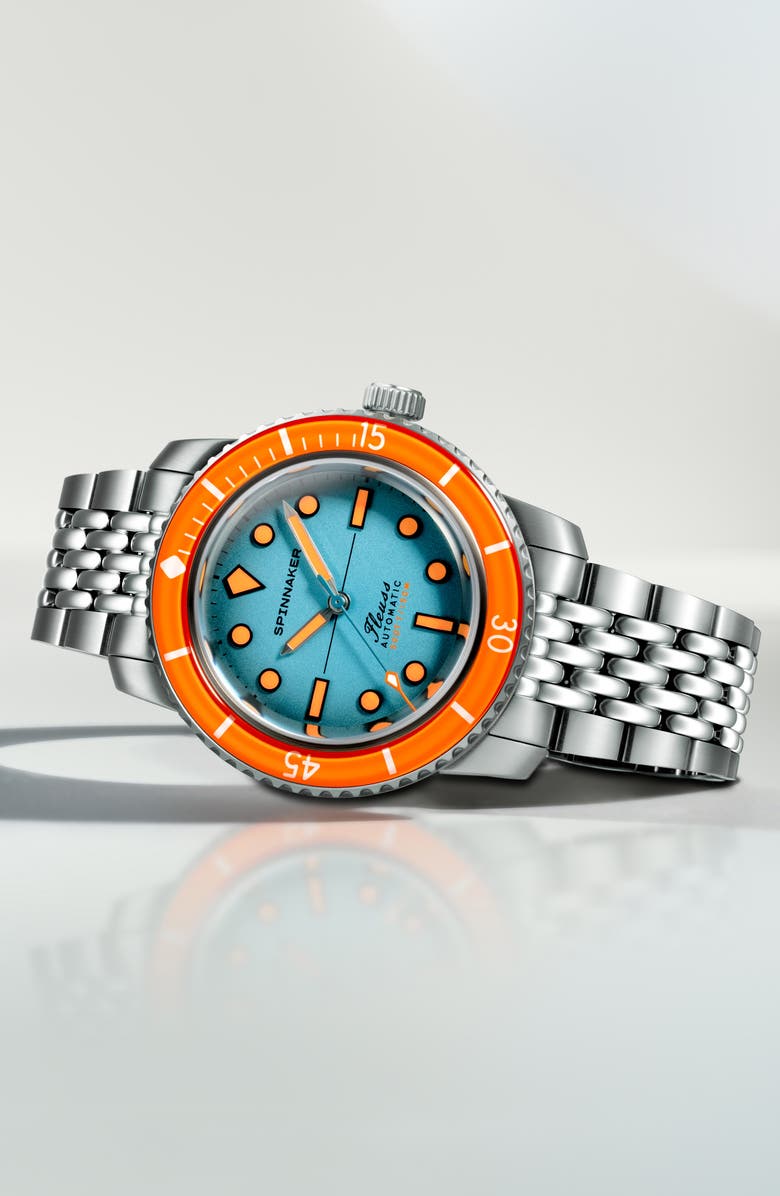 SPINNAKER Fleuss 40 Teal Mirage Automatic Bracelet Watch, 40mm, Alternate, color, 