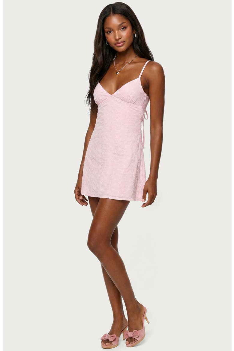 Iman Embroidered Cotton Cutout Minidress, Alternate, color, PINK