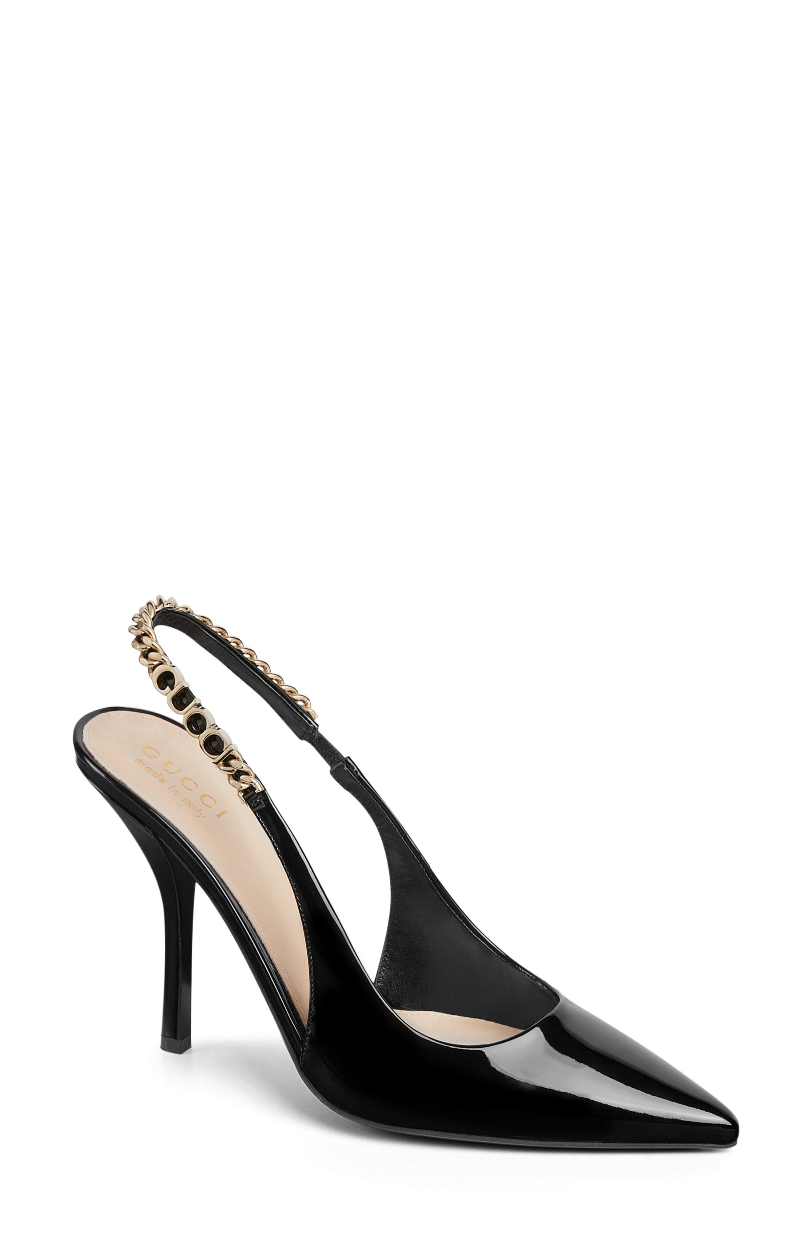 Gucci Signoria Pointed Toe Slingback Pump, Main, color, 1000 Nero