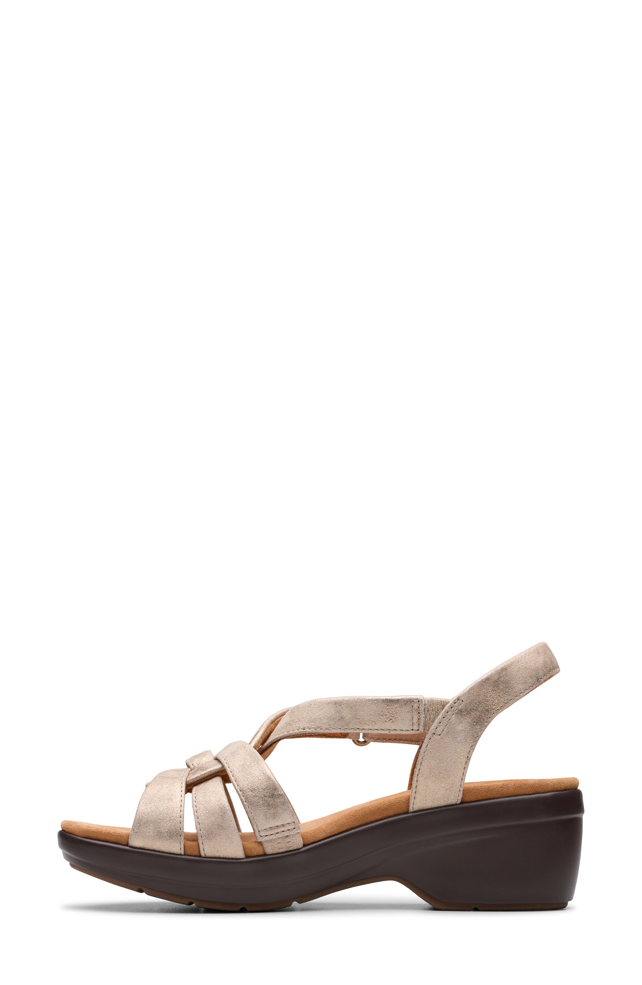 Clarks<sup>®</sup> Tuleah Cross Sandal, Alternate, color, Metallic Leather