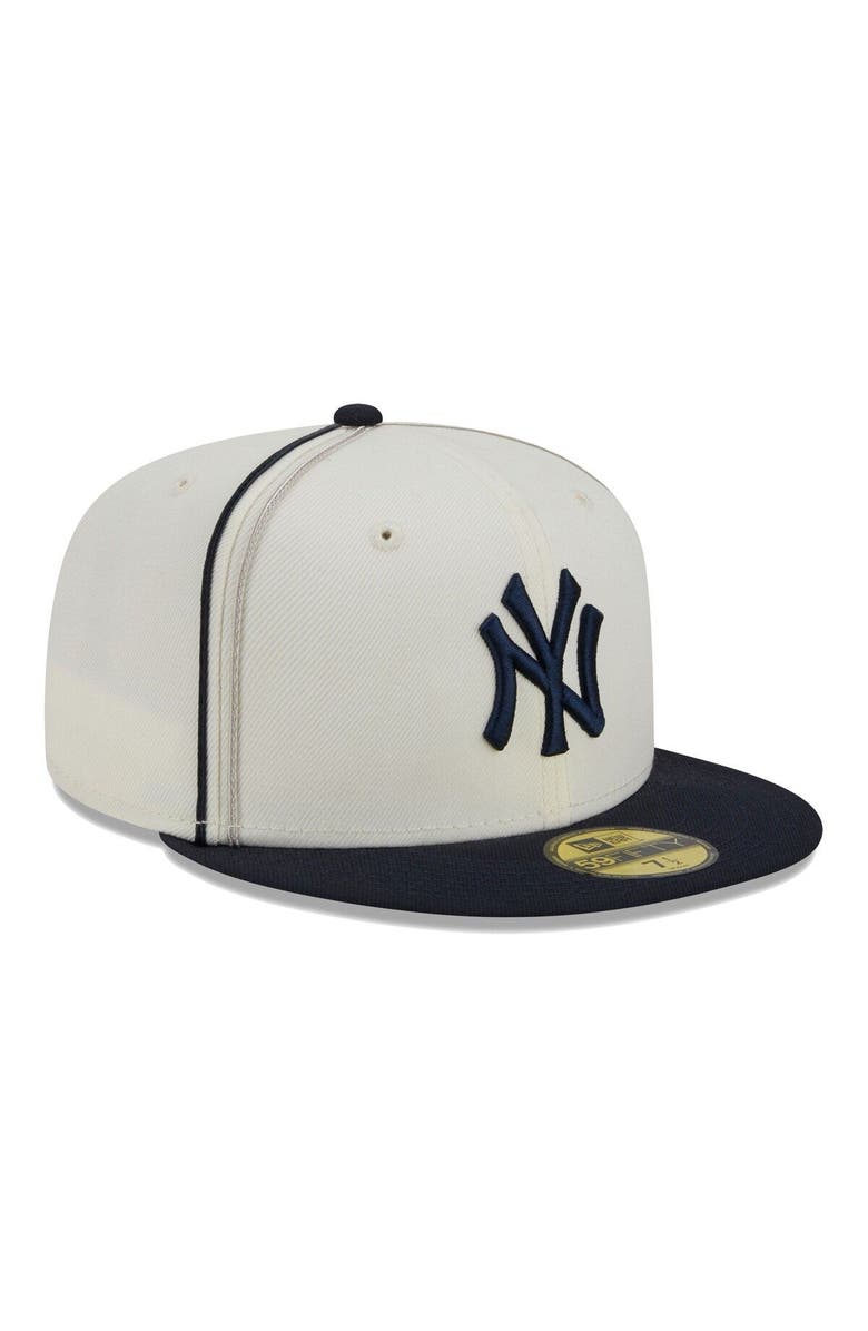 New Era Men's New Era Cream/Navy New York Yankees Chrome Sutash 59FIFTY Fitted Hat, Alternate, color, Cream