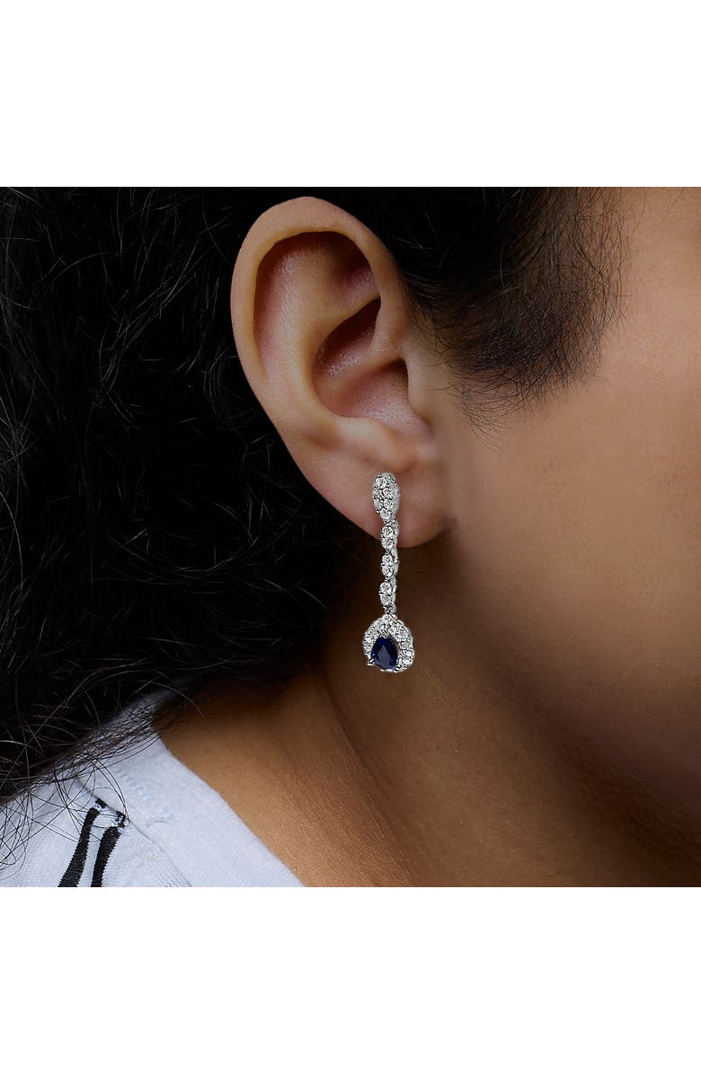 Haus of Brilliance 18K White Gold 1 3/5 Cttw Diamond & Blue Sapphire Drop and Dangle Halo Earrings, Alternate, color, White
