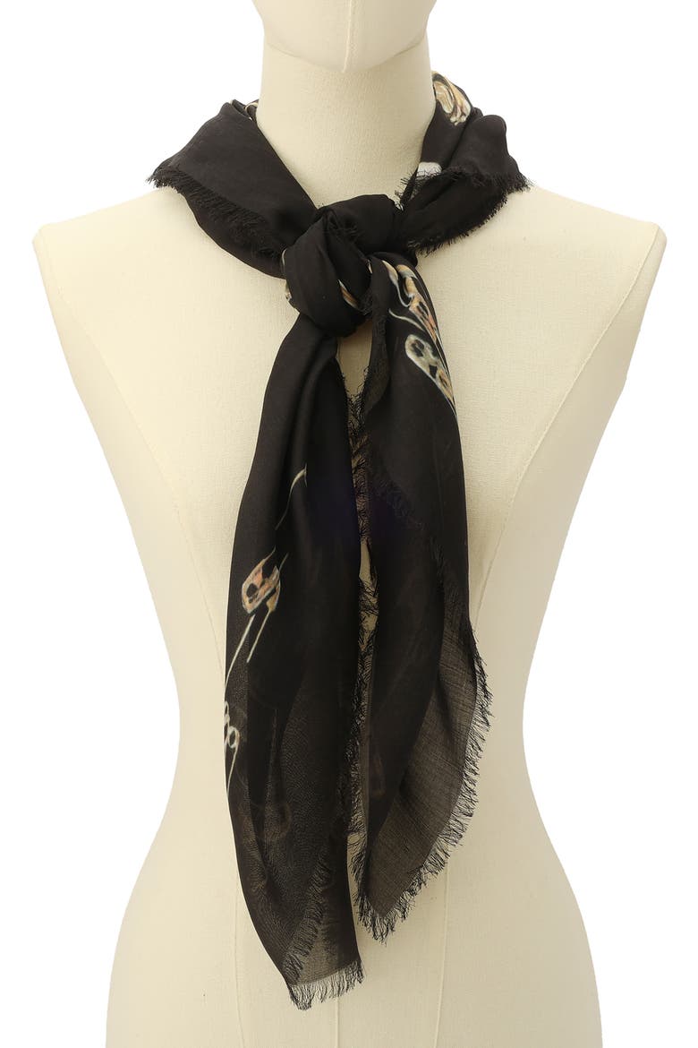 Cora Square Scarf, Alternate, color, BLACK