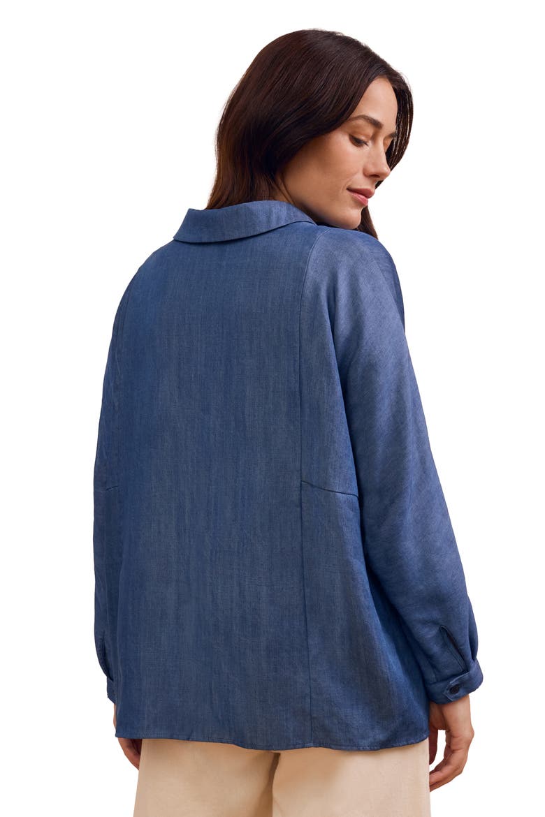Drapey Pop Over Blouse, Alternate, color, Denim Blue