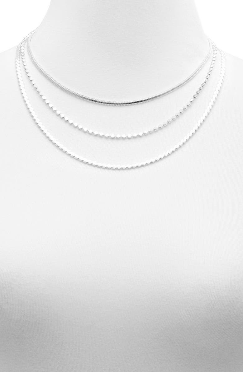 Vince Camuto Set of 3 Assorted Chain Necklaces, Alternate, color, Silver Tone