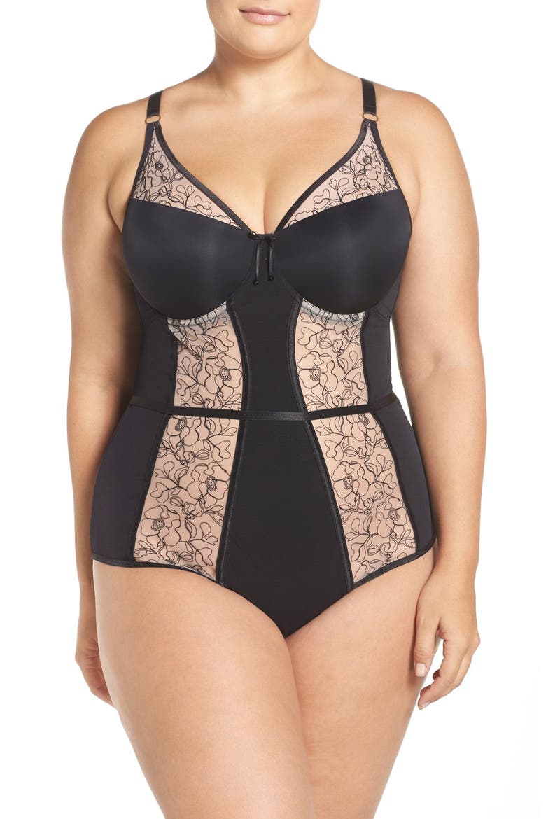 Underwire Bodysuit, Main, color, BLACK/ CHAMPAGNE