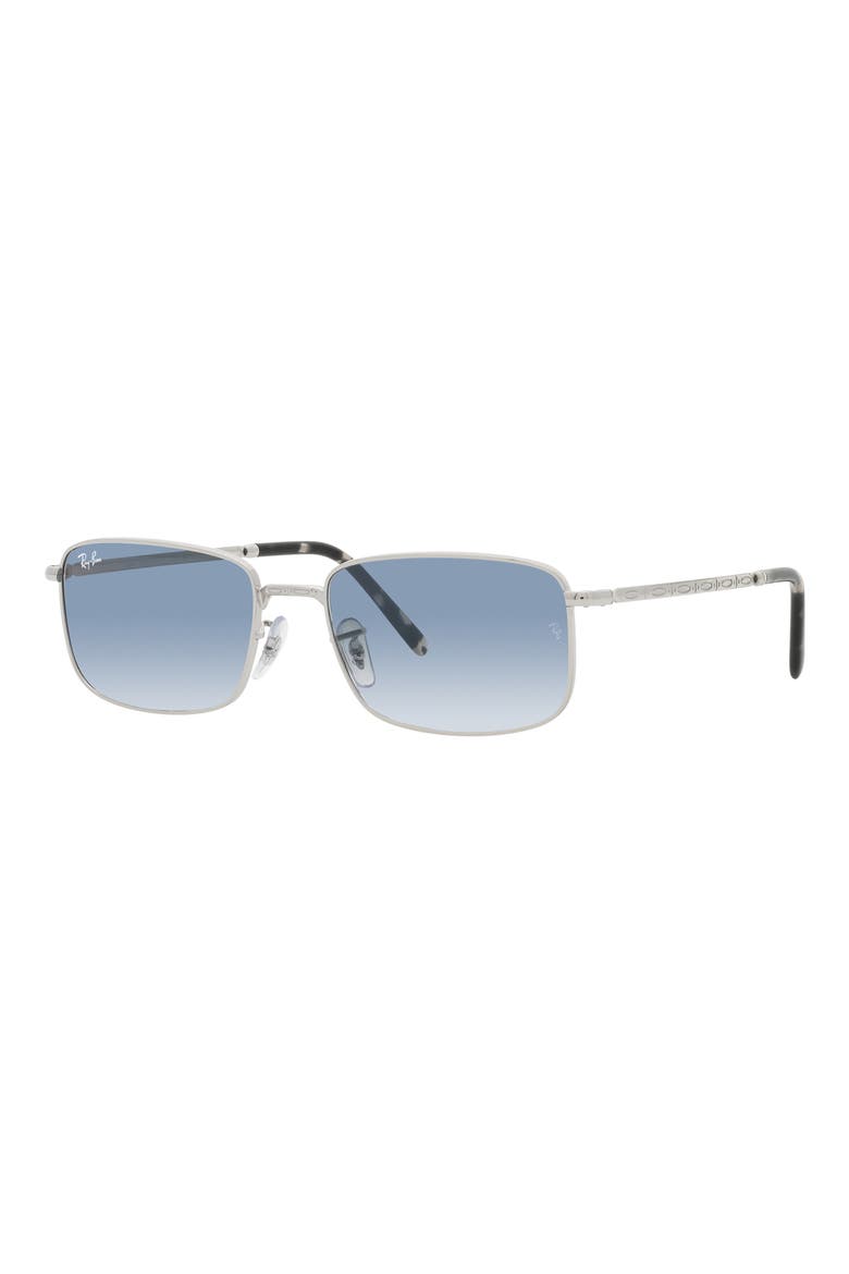 60mm Gradient Rectangular Sunglasses, Alternate, color, SILVER