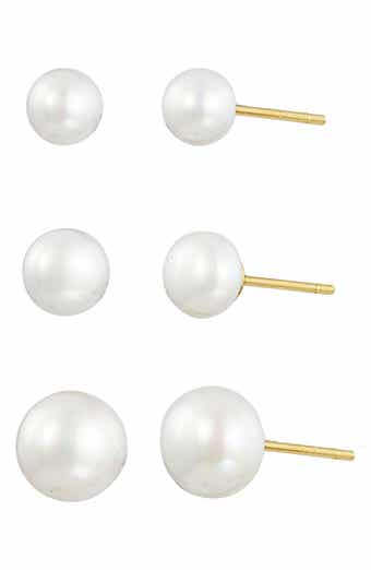 SAVVY CIE JEWELS Set of 3 Cultured Pearl Stud Earrings