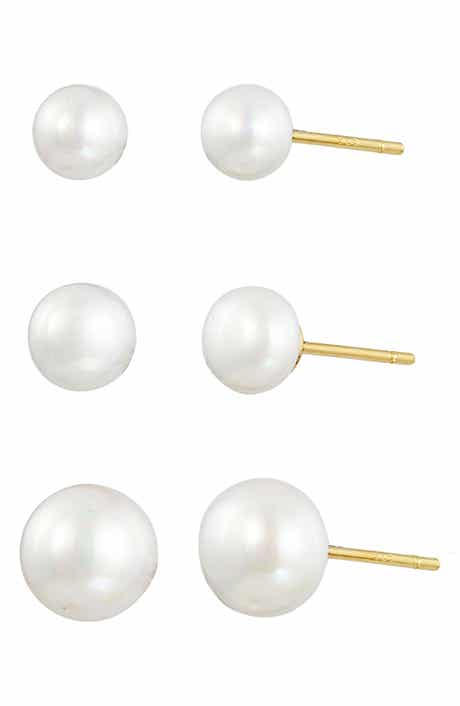 SAVVY CIE JEWELS Set of 3 Cultured Pearl Stud Earrings