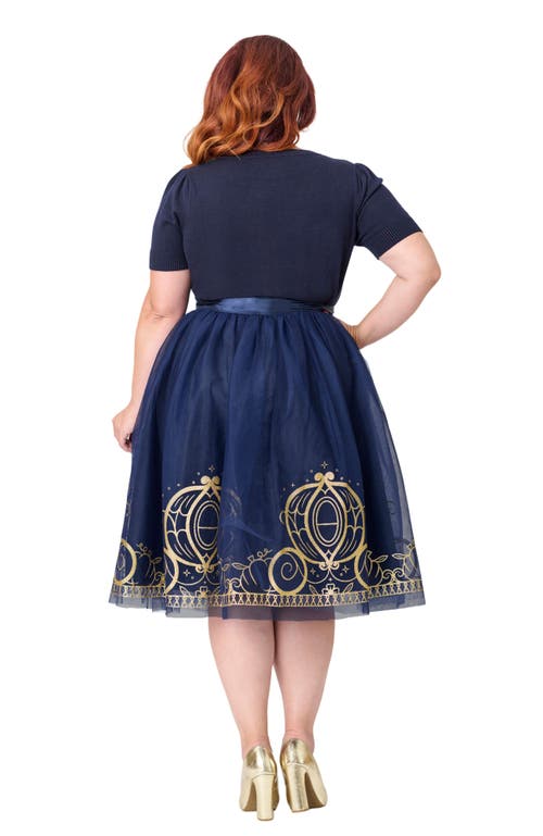 Unique Vintage Plus Size Brilliance Swing Skirt In Blue