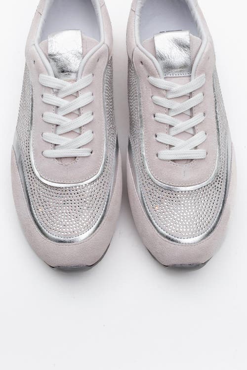 Forever & Always Shoes Bonia Rhinestone Suede Leather Sneakers In Pink Suede Leather