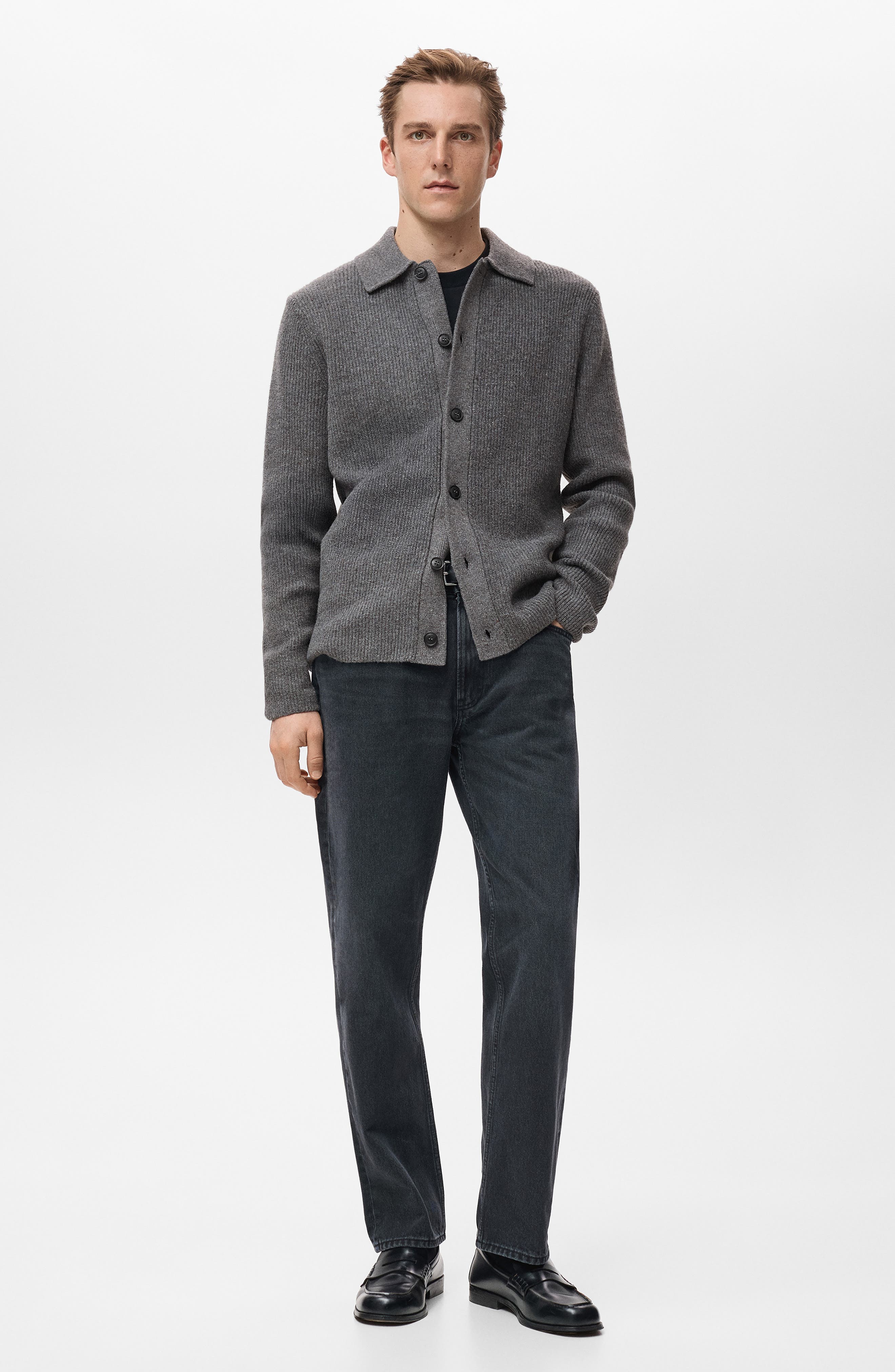 Rib Collar Cardigan - image 4