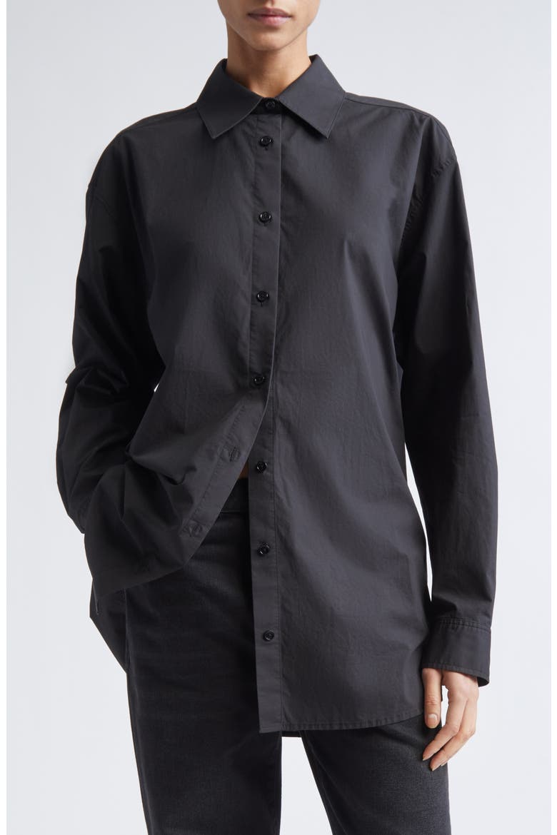 Classic Tumbled Cotton Button-Up Shirt, Main, color, WASHED BLACK