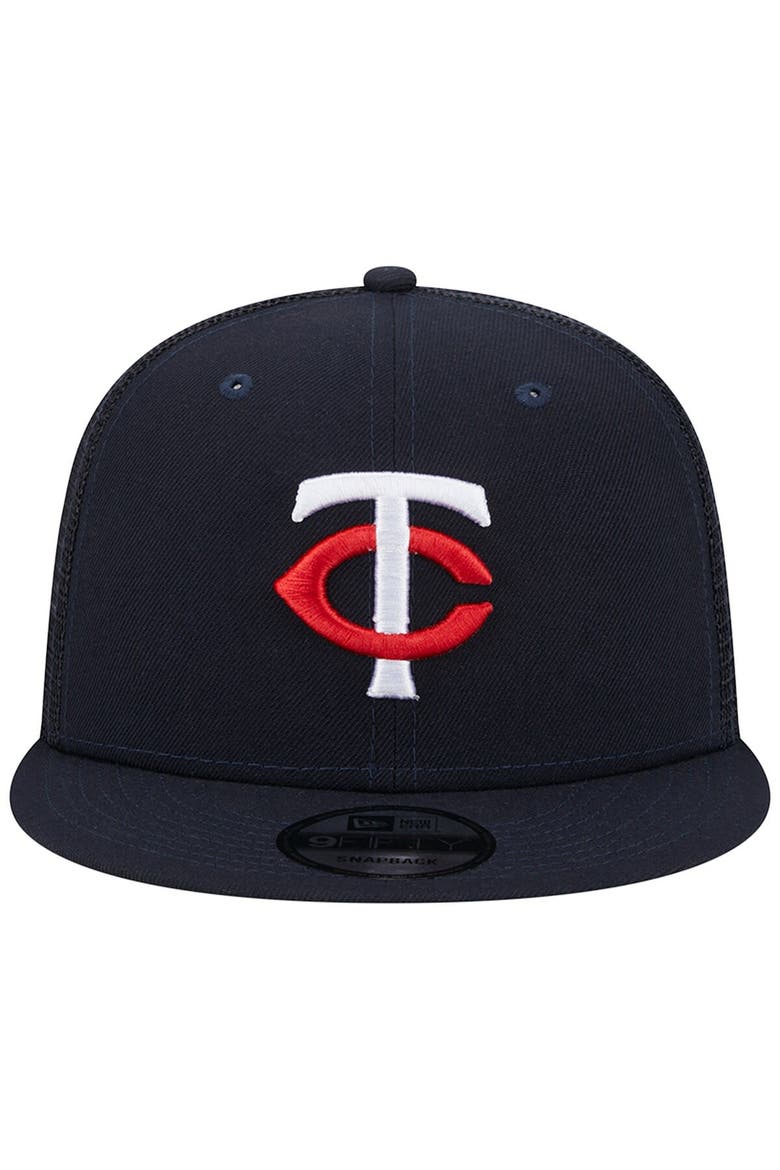 Men's New Era Navy Minnesota Twins Team Color Trucker 9FIFTY Snapback Hat, Alternate, color, Navy
