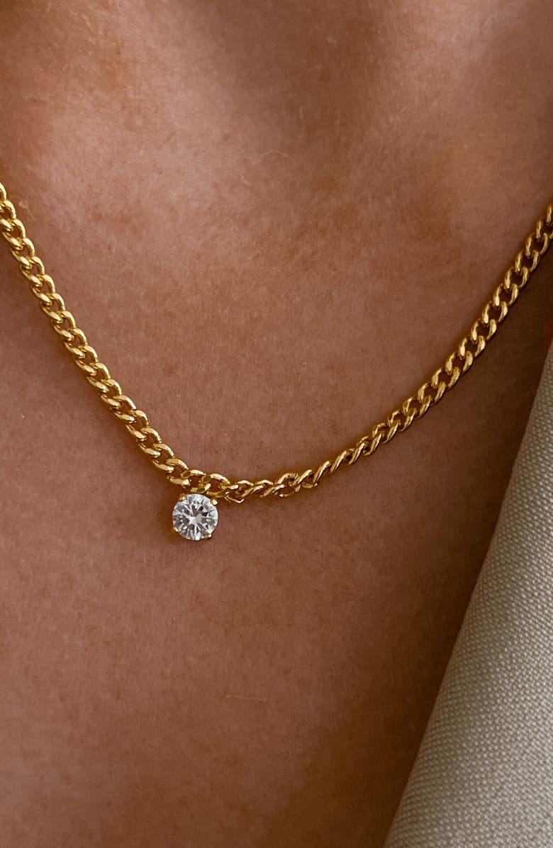 Luv AJ Cubic Zirconia Solitaire Necklace, Alternate, color, 