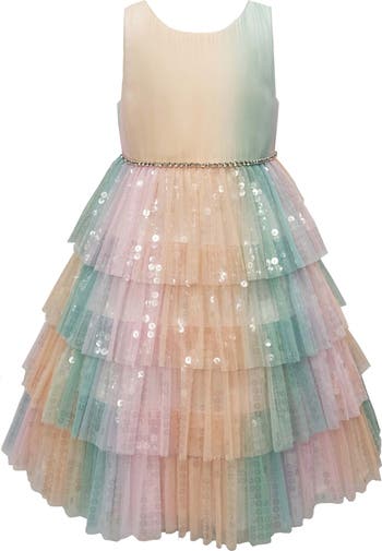 Kids' Ruffle Tiered Sequin Party Dress