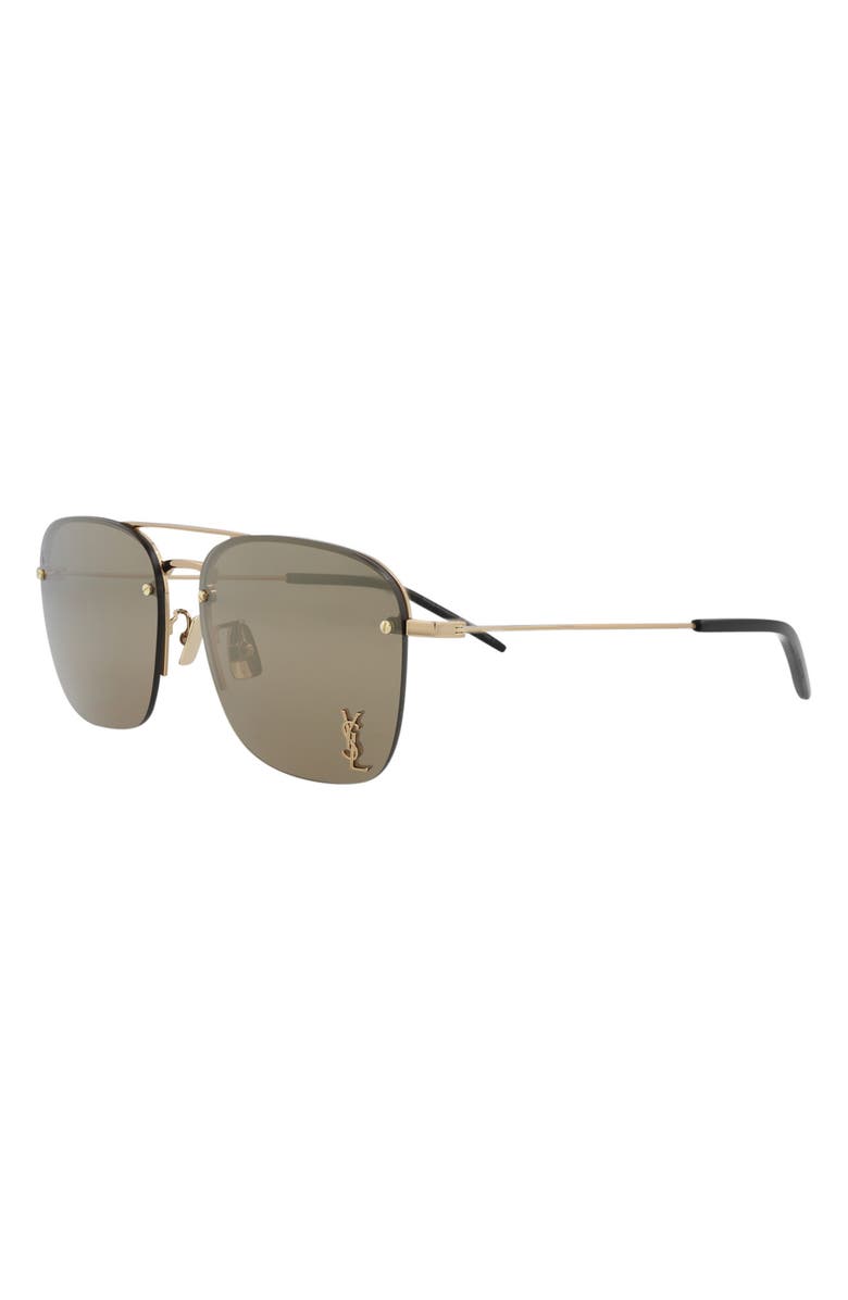 Saint Laurent 59mm Navigator Sunglasses, Alternate, color, Bronze Bronze Brown