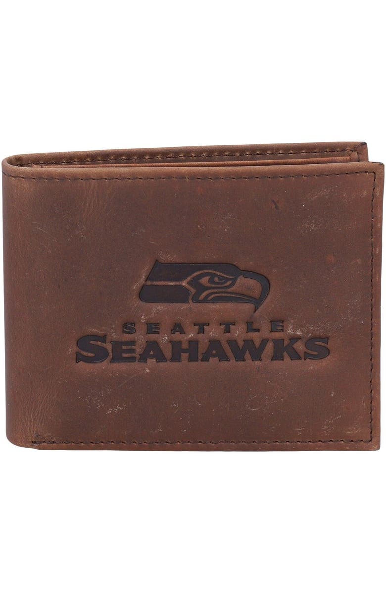 Evergreen Enterprises Brown Seattle Seahawks Bifold Leather Wallet, Main, color,