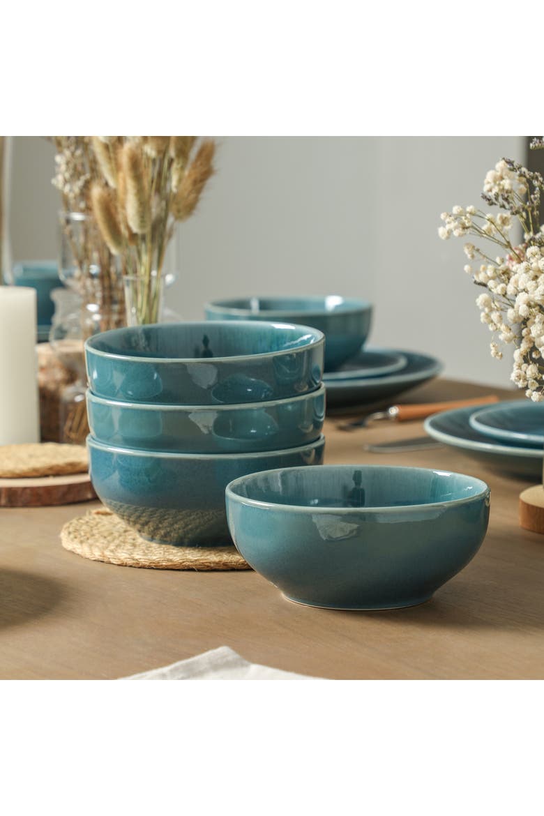 Riley 12-Piece Dinnerware Set Stoneware, Service for 4, Alternate, color, Blue