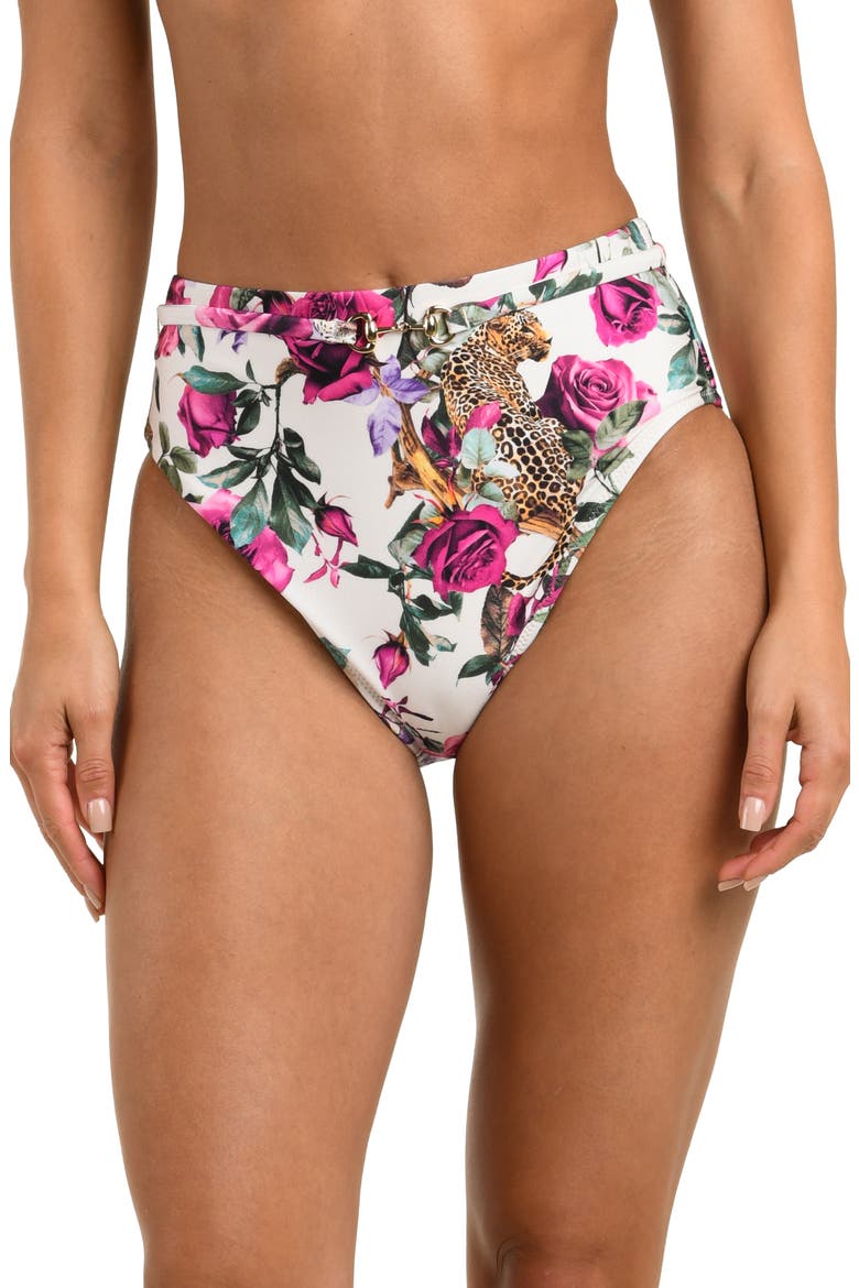 Vanessa Rose Leopard High Waist Bikini Bottoms, Main, color, WHITE MULTI