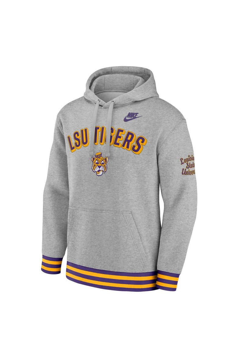 Men's Nike Heather Gray LSU Tigers Legacy Retro Pullover Hoodie, Alternate, color, Heather Gray