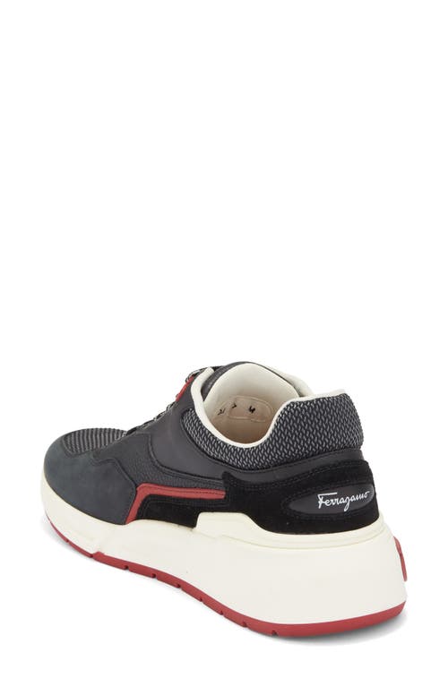 Ferragamo Leather And Fabric Low-top Sneakers In Black