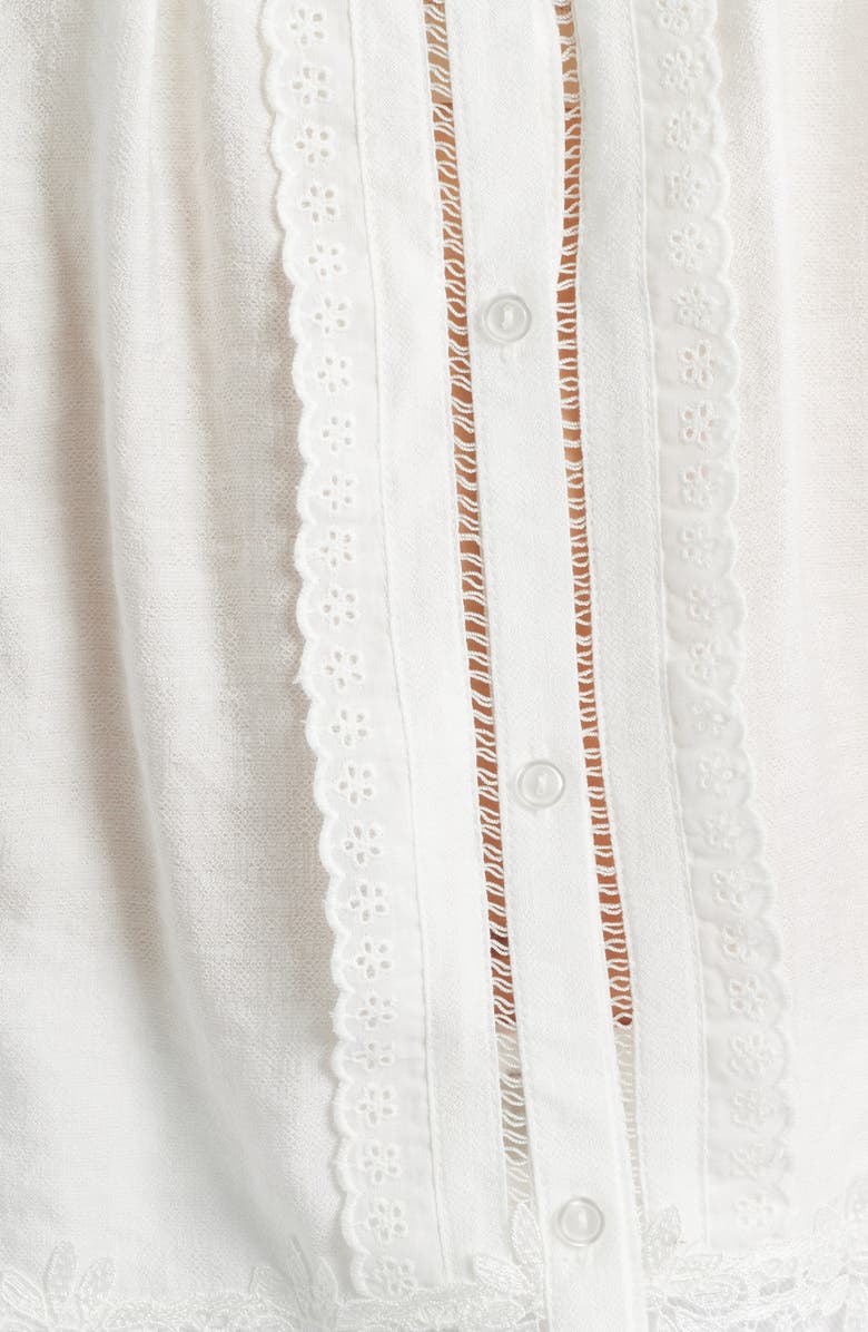 Bobeau Pleated Lace Sleeveless Top, Alternate, color, White